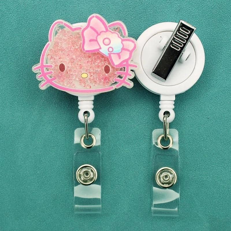 Cute Pacha Kuromi Cat Kitty Friends Rotate Badge Reel Workers