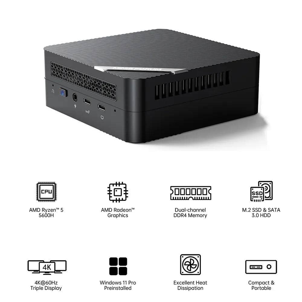 MINISFORUM UM560 XT Міні-ПК AMD Ryzen 5 5600H Ігровий настільний
