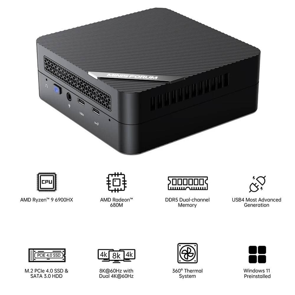 MINISFORUM UM690S Міні-ПК AMD Ryzen 9 6900HX Міні-комп'ютер