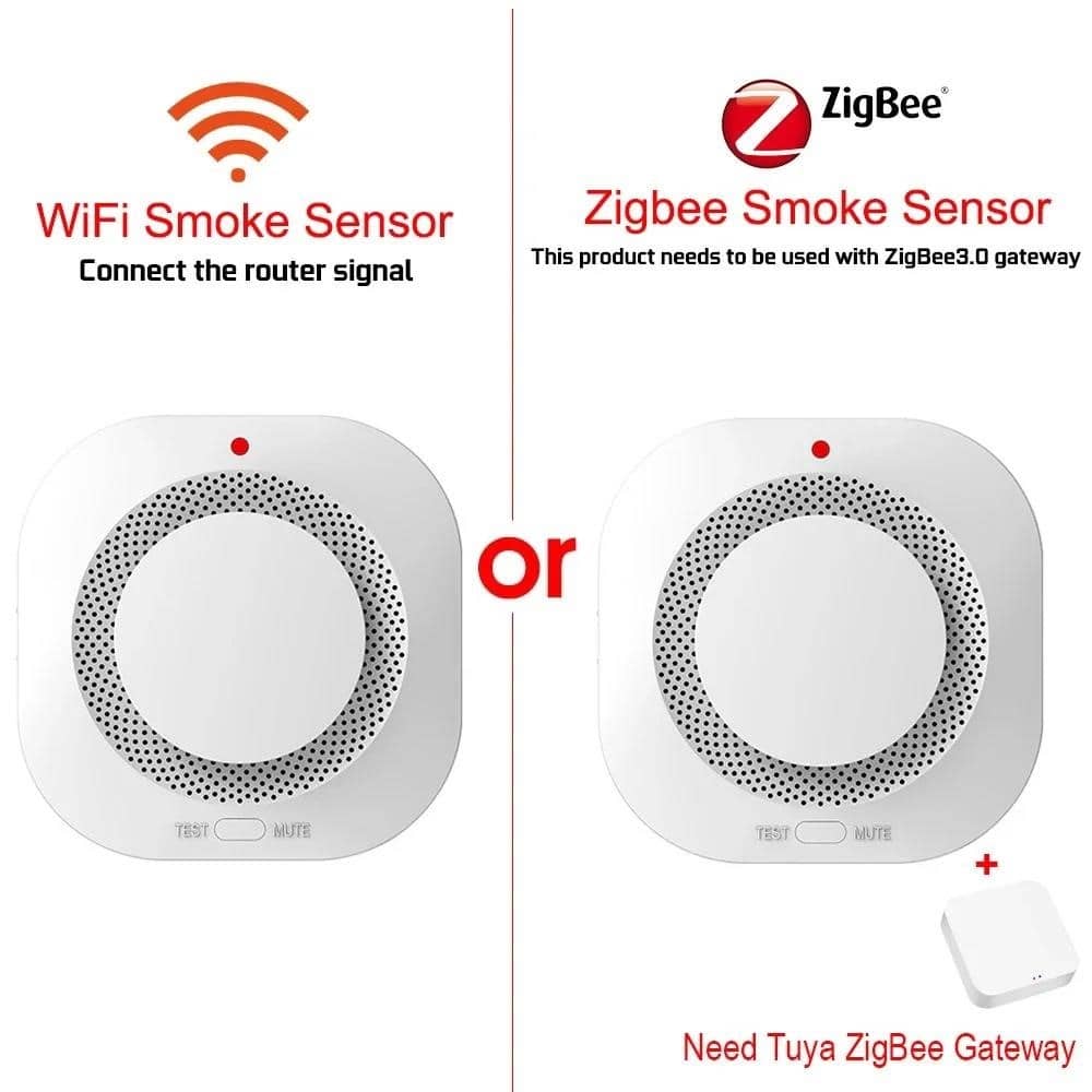 Tuya WiFi ZigBee Smart Smoke Detector Sensor Security Fire Protection ...