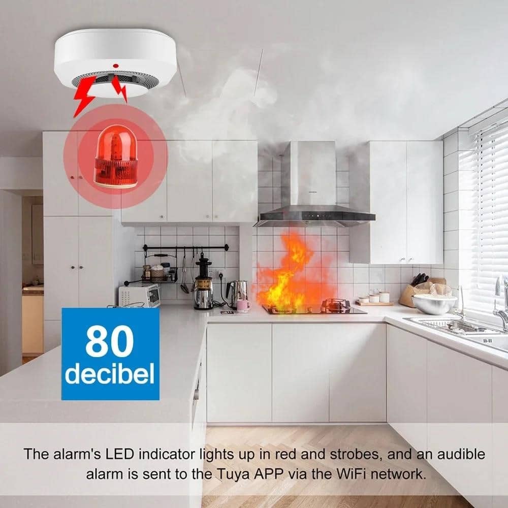 Tuya WiFi ZigBee Smart Smoke Detector Sensor Security Fire Protection ...