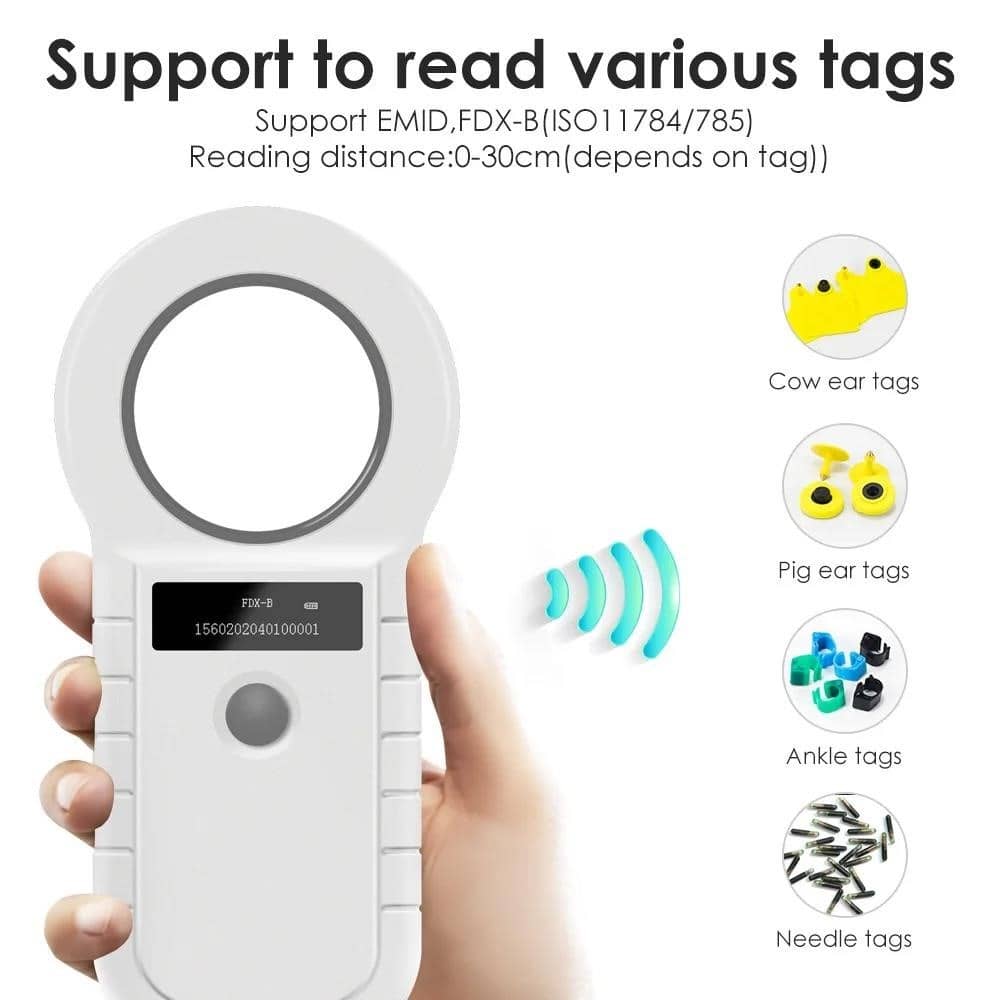 134,2 кГц RFID-зчитувач для тварин USB2.0 15-значний сканер
