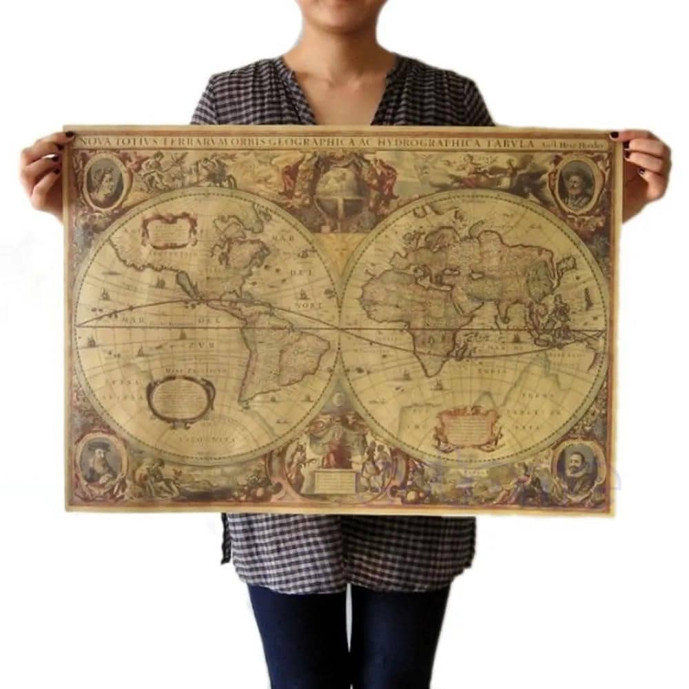 71x50 см Vintage Globe Map Old World Matte Brown Paper Poster Home ...