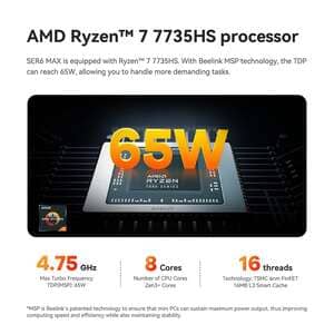 2023 Beelink SER6 Max Ryzen7 7735HS TDP до 65 Вт Міні ПК