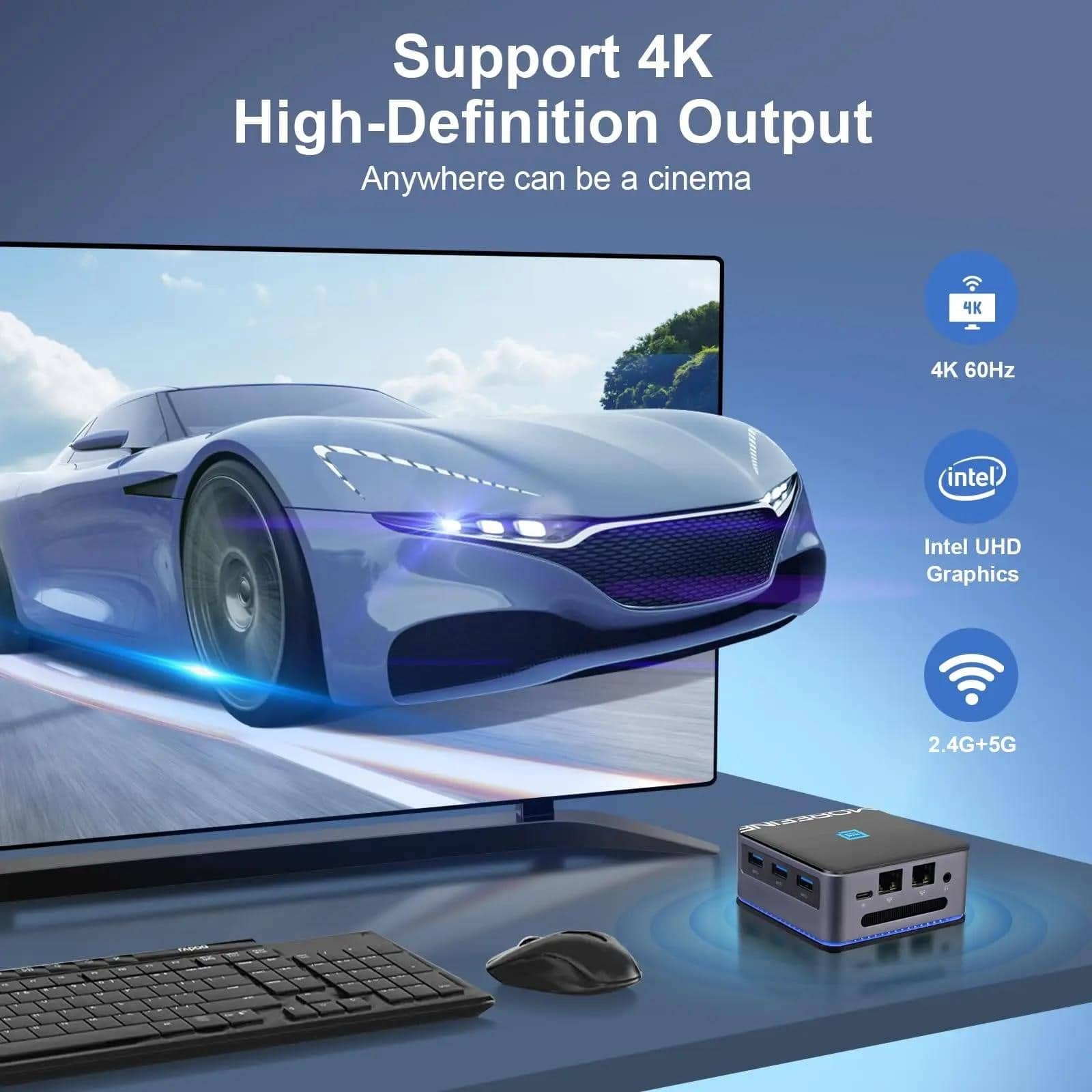 MOREFINE M8S ​​Міні-ПК Intel N100 DDR 5 Міні-комп'ютер 8G/16G M.2