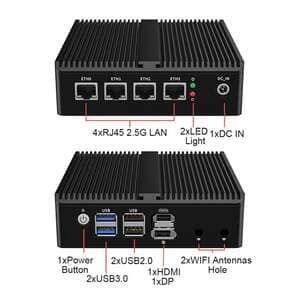 Intel N100 Mini Industrial Pc N5105 4x 2.5G i226 i225 LAN DDR5